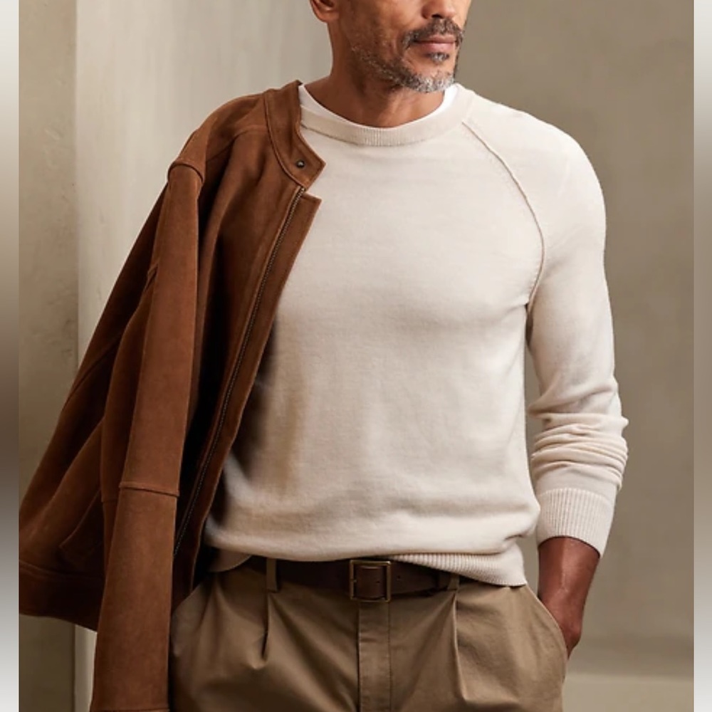 LIGHT OATMEAL HEATHER MERINO WOOL SWEATER
